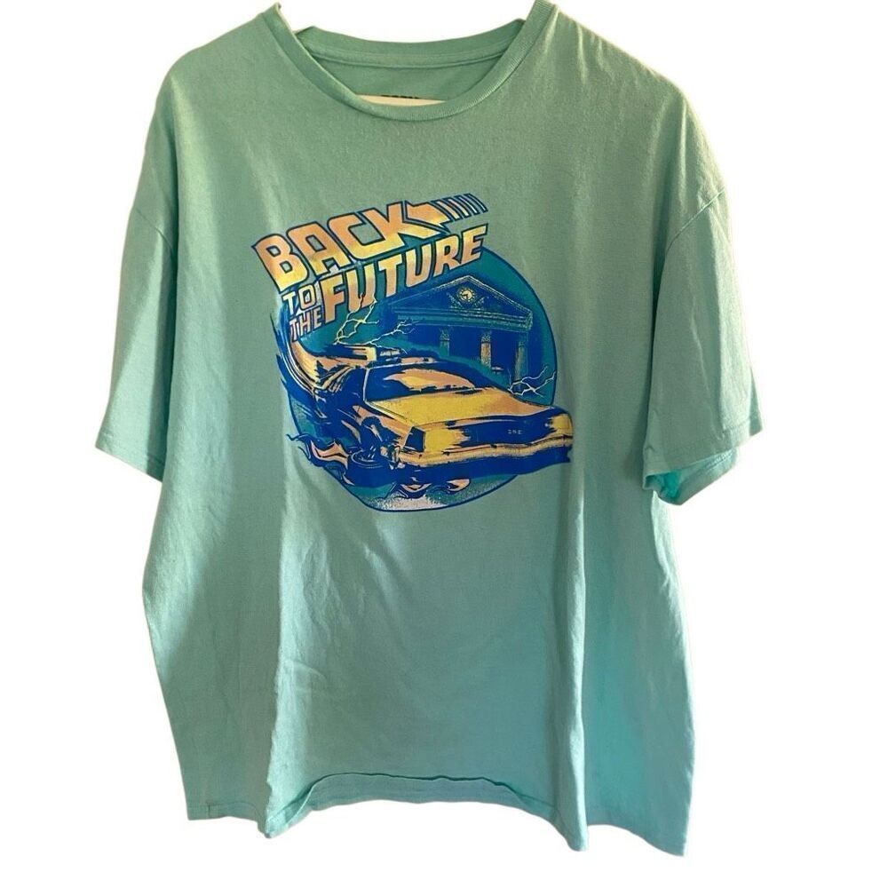 Back to the Future light green short sleeve shirt size XL stain